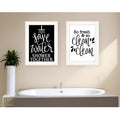Homeroots Set Of Two Clean Or Shower Together White Framed Print Bathroom Wall Art