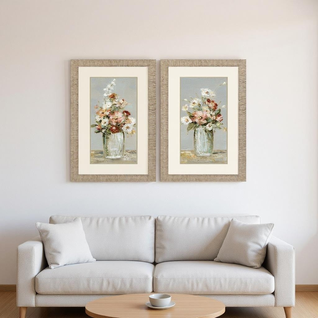 Homeroots Set Of Two Country Arrangement Distressed Gold Framed Wall Art
