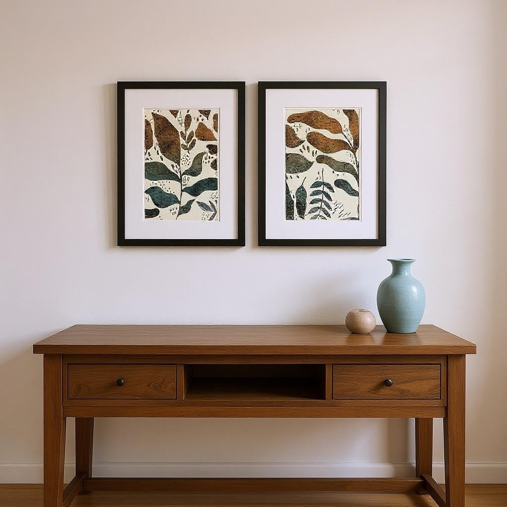 Homeroots Set Of Two Dyed Fall Brown Framed Wall Art