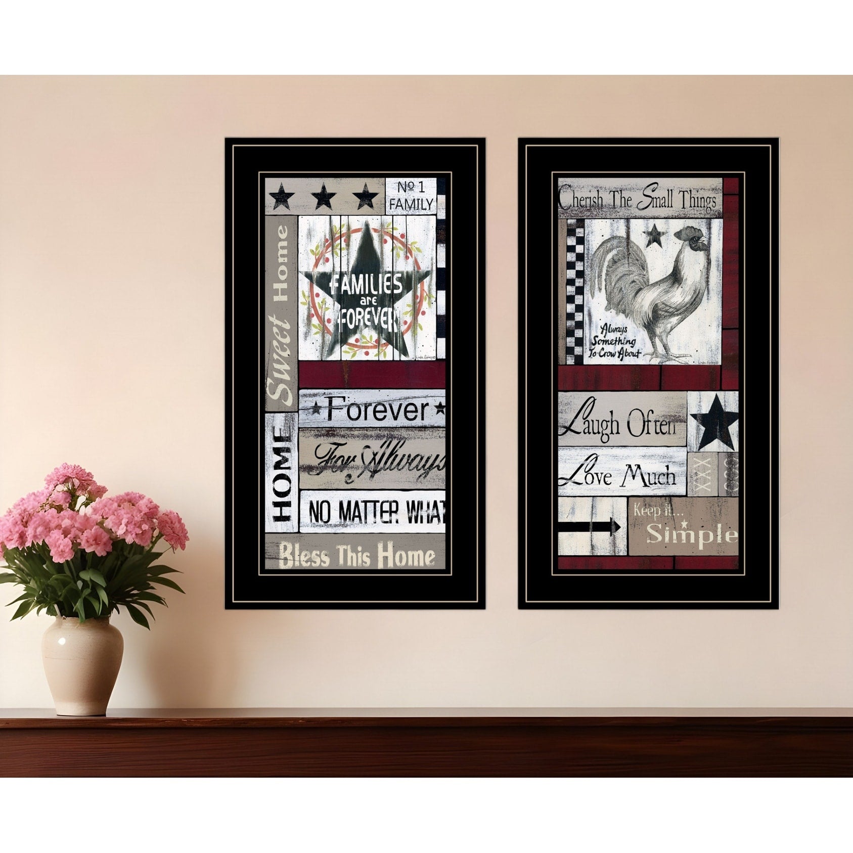Homeroots Set Of Two Family Wisdom Black Framed Print Wall Art