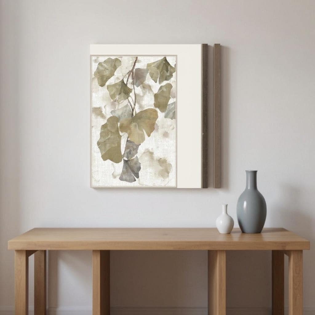 Homeroots Set Of Two Gingko Accent Silver Framed Wall Art