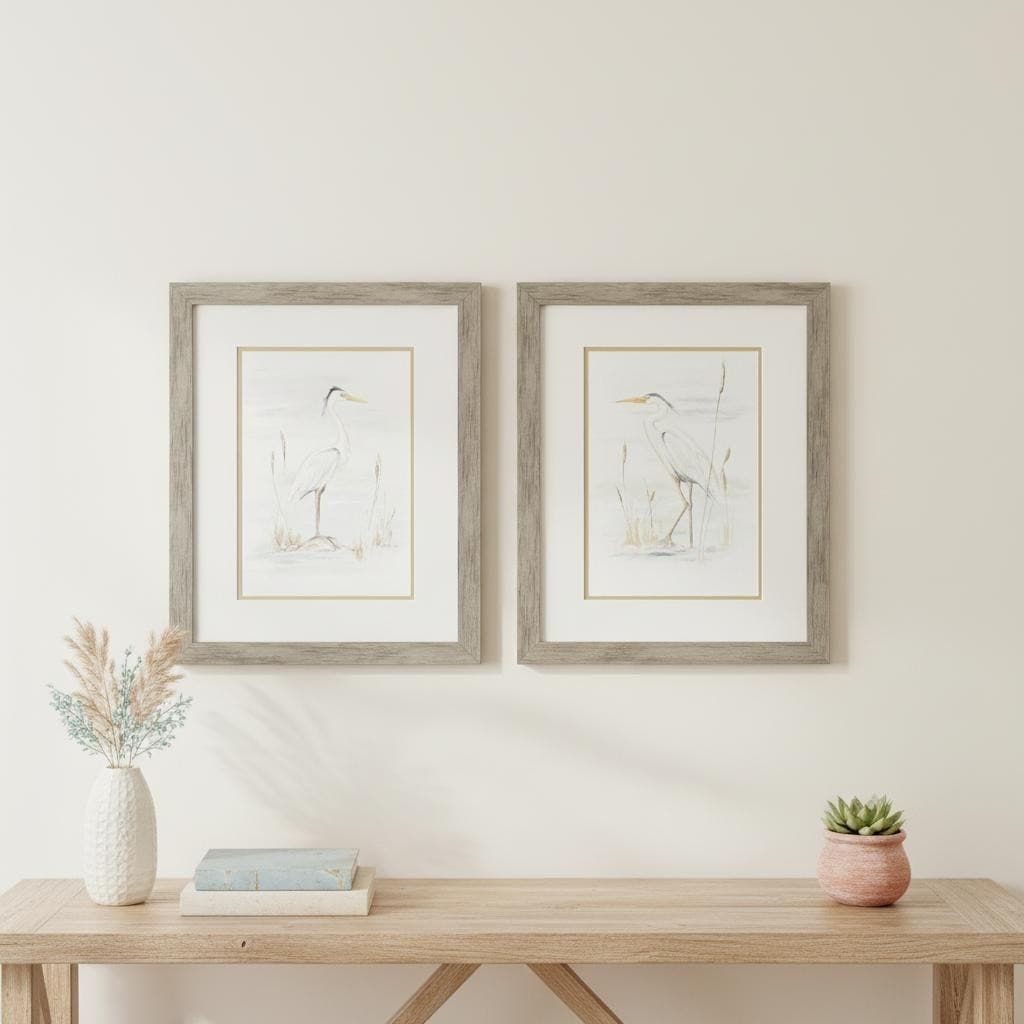 Homeroots Set Of Two Heron Stance Brown Framed Wall Art