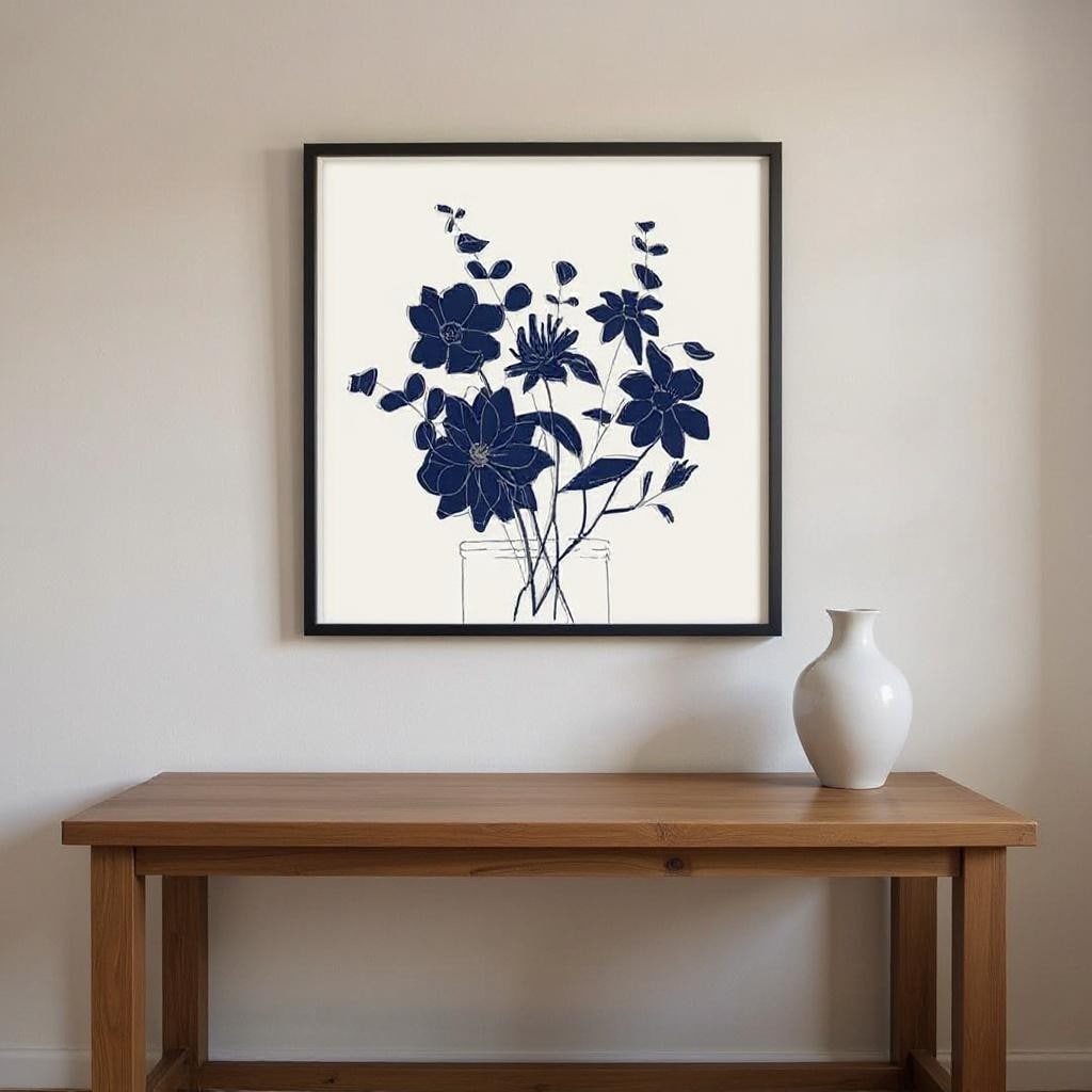 Homeroots Set Of Two Indigo Sketch Brown Framed Wall Art