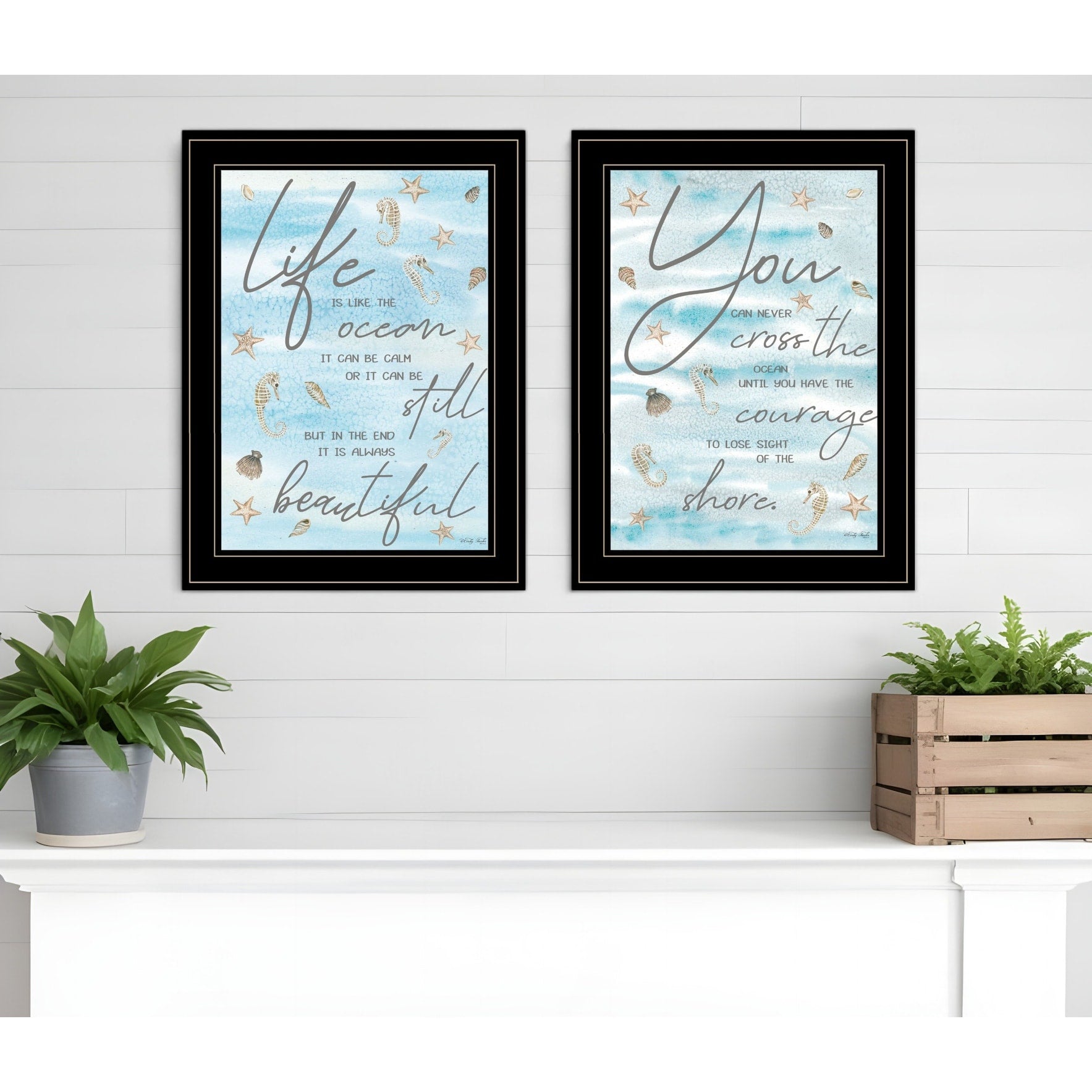 Homeroots Set Of Two Life Is Black Framed Print Wall Art