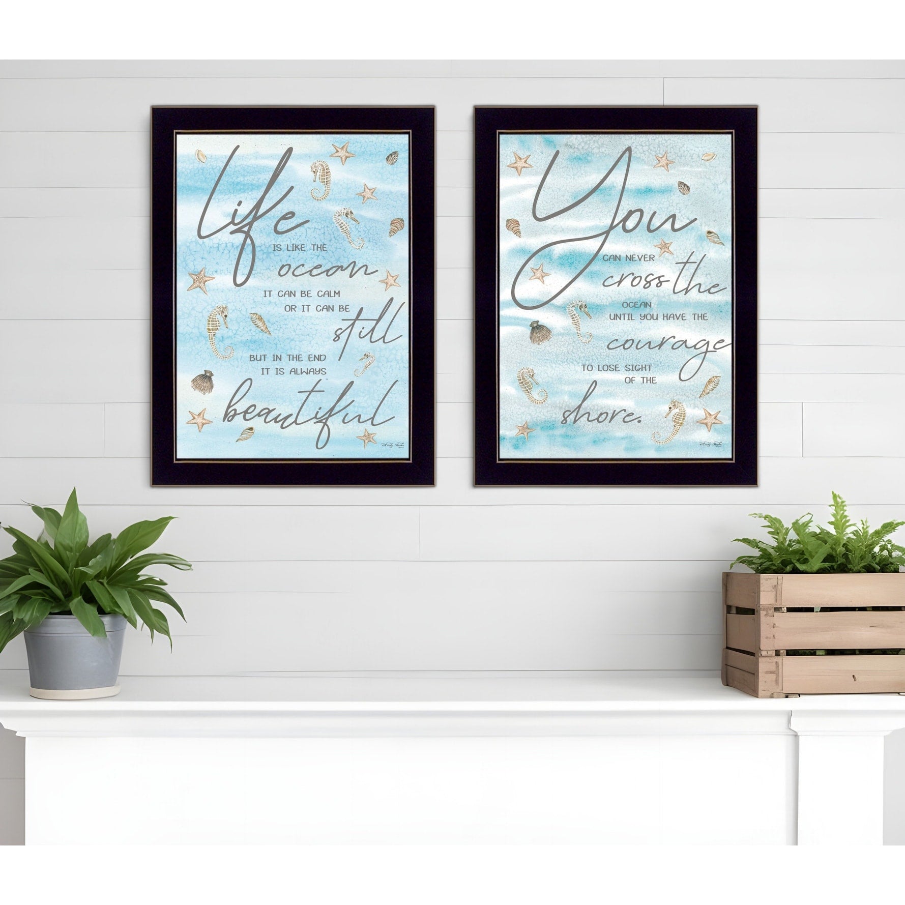 Homeroots Set Of Two Life Is Black Framed Print Wall Art