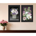Homeroots Set Of Two Lilac And Wild Plum Bouquet Black Framed Print Wall Art
