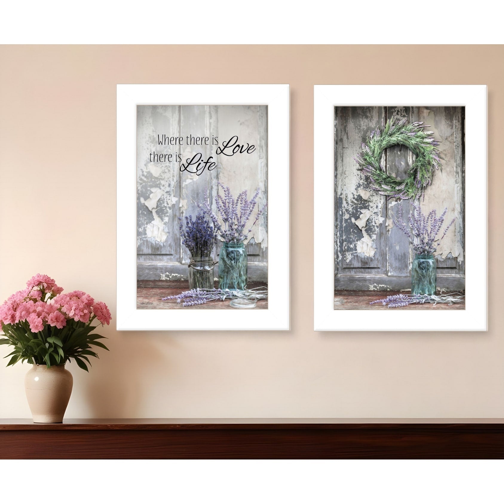Homeroots Set Of Two Love And Memories White Framed Print Wall Art