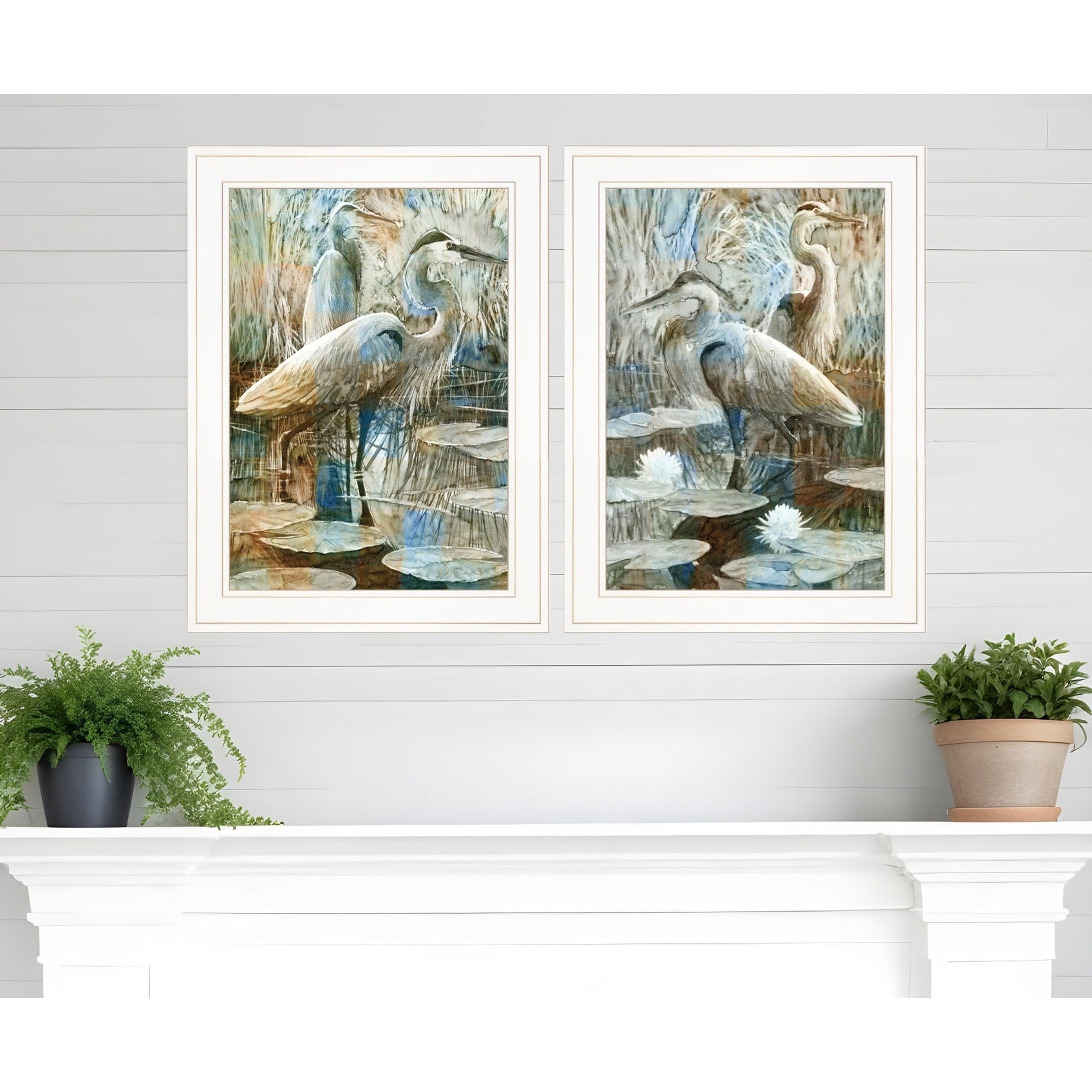 Homeroots Set Of Two Marsh Herons I And Sea Ii White Framed Print Wall Art