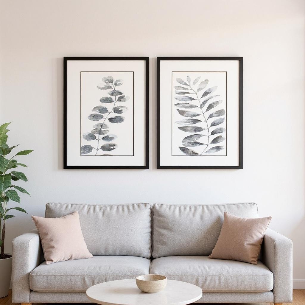 Homeroots Set Of Two Nature Leaf Black Framed Wall Art
