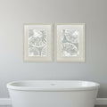 Homeroots Set Of Two Nautilus Shell Distressed White Framed Wall Art