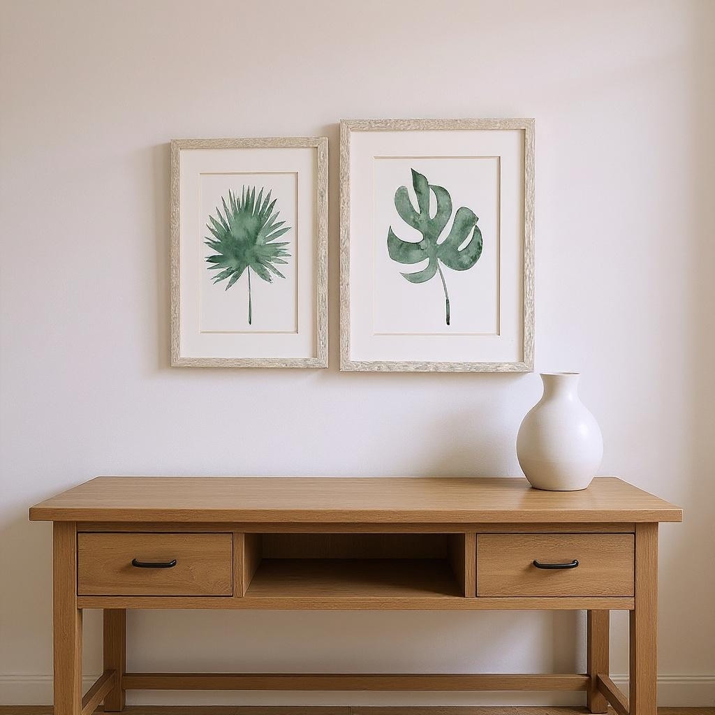 Homeroots Set Of Two Plant Press Distressed White Framed Wall Art