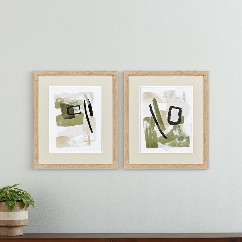 Homeroots Set Of Two Sage Treasures Ii Brown Framed Wall Art