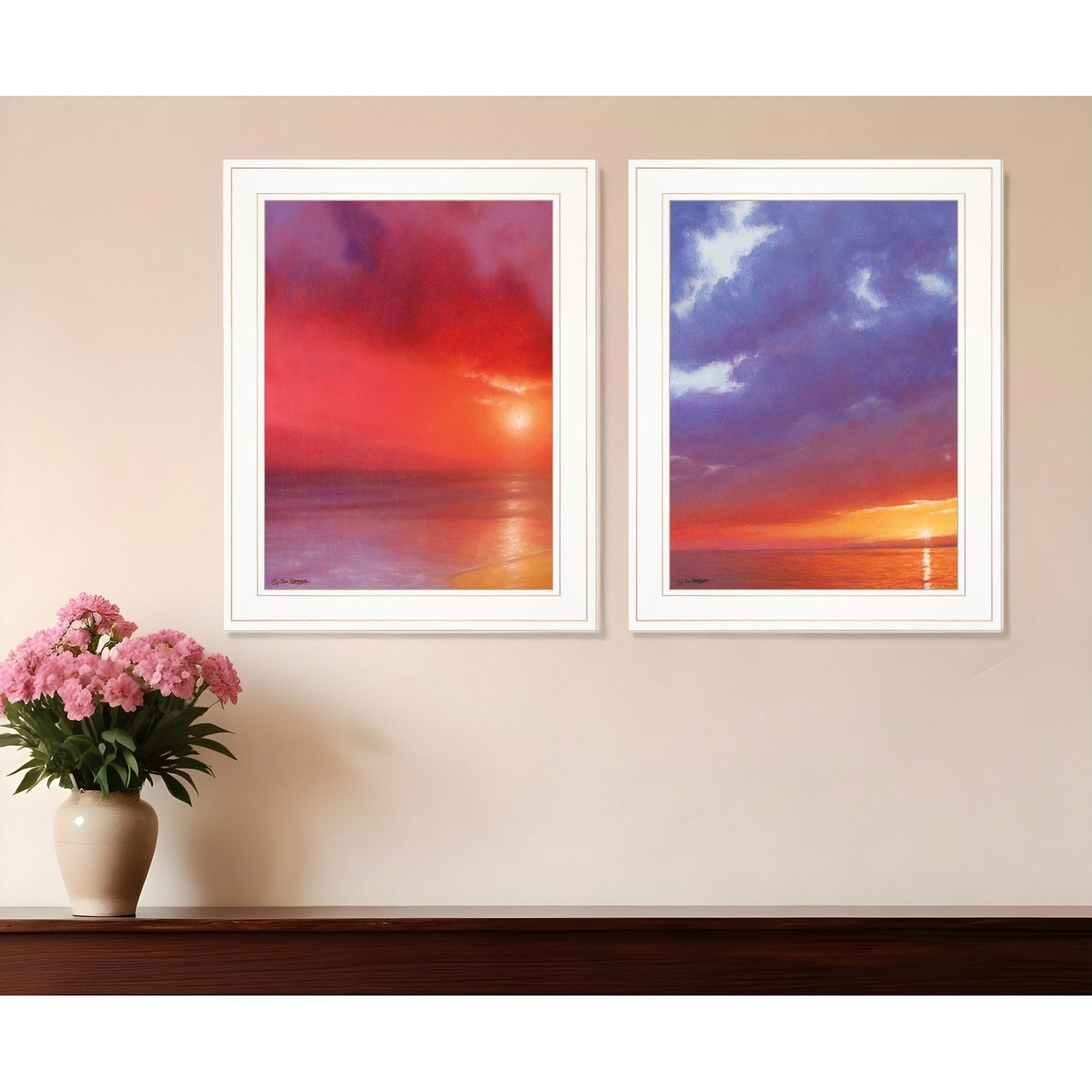 Homeroots Set Of Two Sunset White Framed Print Wall Art