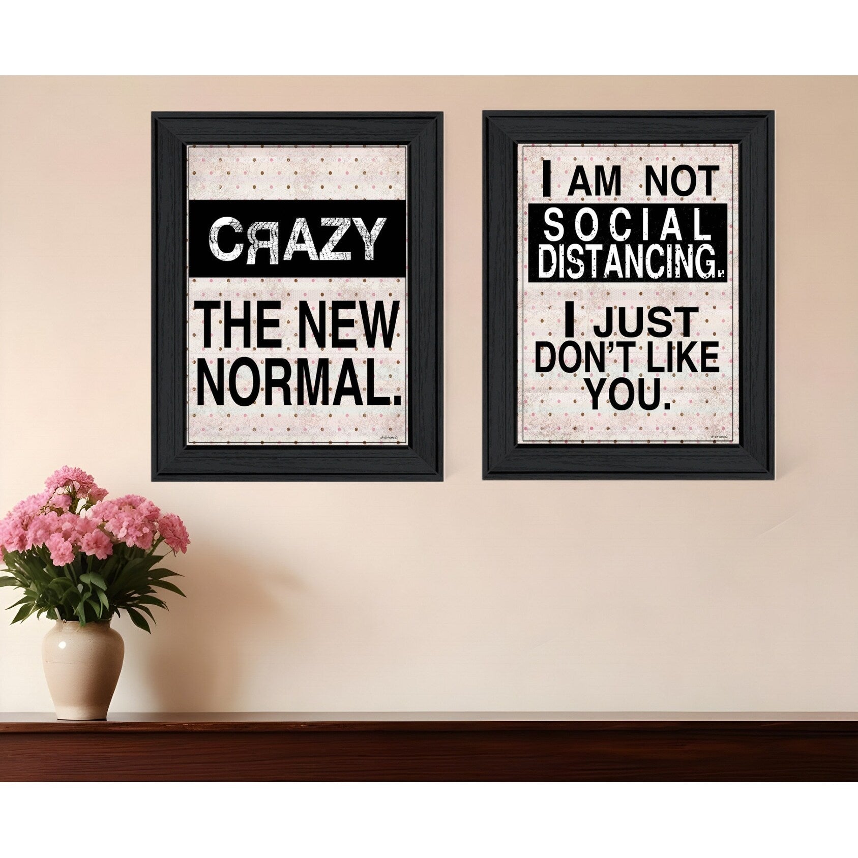 Homeroots Set Of Two The New Normal Black Framed Print Wall Art