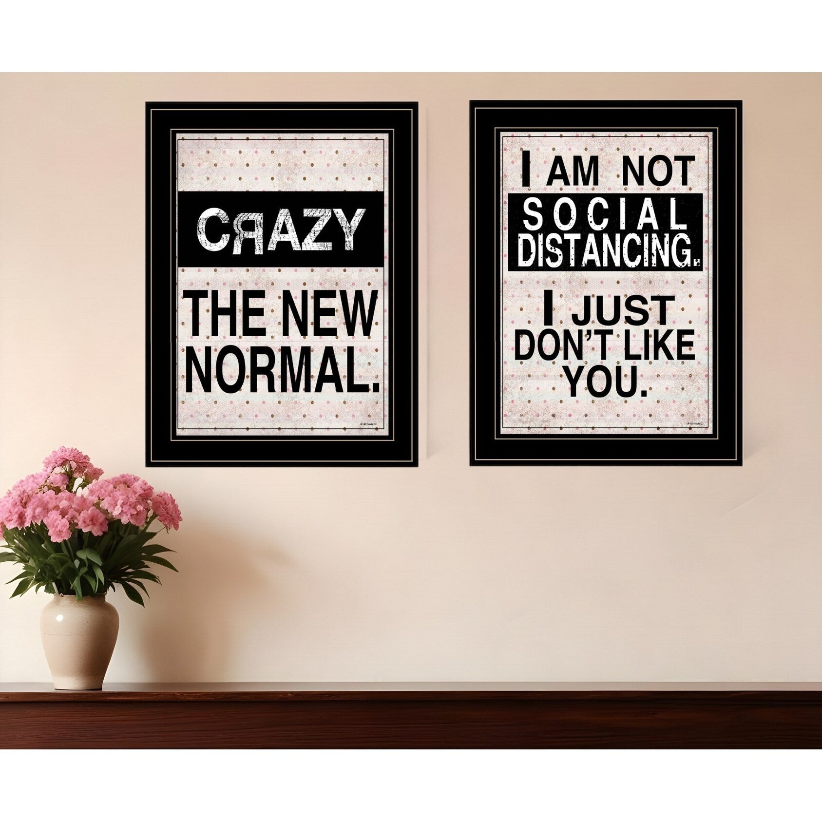Homeroots Set Of Two The New Normal Black Framed Print Wall Art