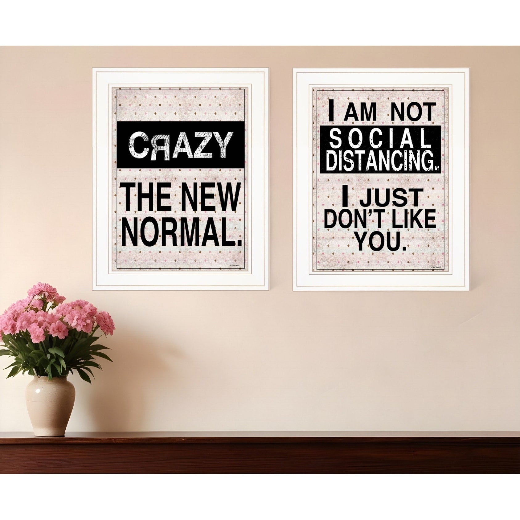 Homeroots Set Of Two The New Normal White Framed Print Wall Art