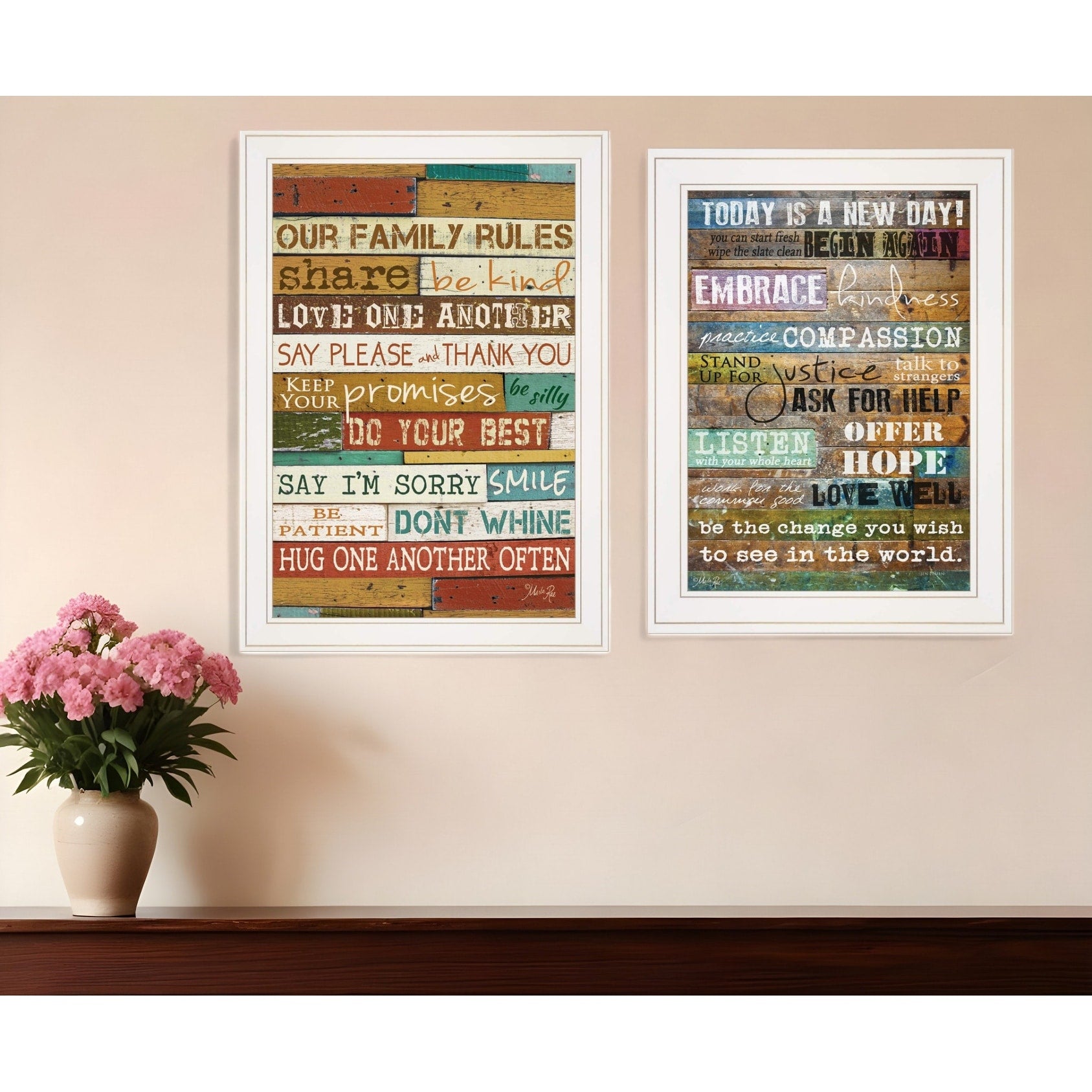 Homeroots Set Of Two Today Is White Framed Print Wall Art