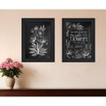 Homeroots Set Of Two Vintage Chalkboard Blooms Black Framed Print Wall Art