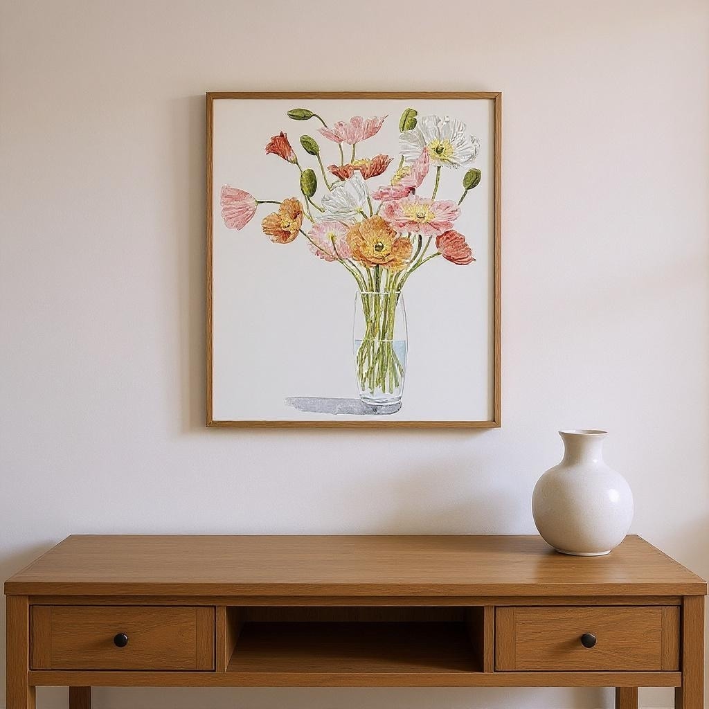 Homeroots Set Of Two Wiry Poppies Brown Framed Wall Art