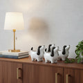 Homeroots Set Of Four Black And White Polyresin Dog Planters 5.50 In. X 5.25 In. X 3.25 In.