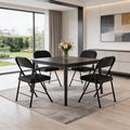 Homeroots Set Of Four Black Faux Leather And Steel Folding Chairs 17.70 In. X 37.70 In. X 15.70 In.