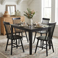 Homeroots Set Of Four Black Solid Wood Windsor Back Dining Side Chairs 17.50 In. X 36.00 In. X 18.00 In.
