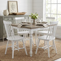 Homeroots Set Of Four White Solid Wood Windsor Back Dining Side Chairs 17.50 In. X 36.00 In. X 18.00 In.