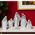 Homeroots Set Of Six White And Silver Resin Christmas Nativity Figurines 5.00 In. X 6.00 In. X 3.00 In.
