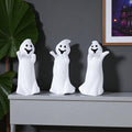 Homeroots Set Of Three White Polyresin Halloween Ghost Figurines 3.05 In. X 6.35 In. X 3.30 In.