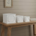 Homeroots Set Of Three White Wood Geometric Rectangular Planter Boxes 13.00 In. X 11.10 In. X 8.25 In.