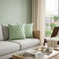 Homeroots Set Of Two 20 Green And Off White Damask Cotton Throw Pillows