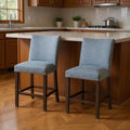 Homeroots Set Of Two 25 Gray And Espresso Fabric And Solid Wood Counter Height Bar Chairs