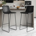 Homeroots Set Of Two 26 Black Faux Leather And Aluminum Counter Height Bar Chairs