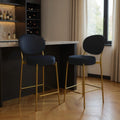 Homeroots Set Of Two 29 Black And Gold Velvet And Metal Low Back Bar Height Bar Chairs