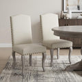 Homeroots Set Of Two Beige And Gray Upholstered Fabric Dining Parsons Chairs 21.50 In. X 49.50 In. X 20.00 In.