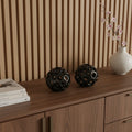 Homeroots Set Of Two Black Aluminum Hand Painted Decorative Orbs 4.00 In. X 4.00 In. X 4.00 In.
