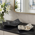 Homeroots Set Of Two Black And Silver Aluminum Abstract Vanity Trays 18.00 In. X 5.00 In. X 10.00 In.