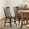 Homeroots Set Of Two Black Solid Wood Windsor Back Dining Side Chairs 17.50 In. X 36.00 In. X 18.00 In.