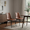 Homeroots Set Of Two Brown And Black Upholstered Faux Leather Dining Side Chairs 17.00 In. X 32.00 In. X 22.00 In.