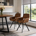 Homeroots Set Of Two Espresso And Black Faux Suede And Steel Dining Arm Chairs 16.10 In. X 32.30 In. X 16.50 In.