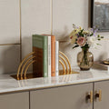 Homeroots Set Of Two Gold Metal Geo Arch Decorative Bookends 5.91 In. X 5.91 In. X 4.72 In.