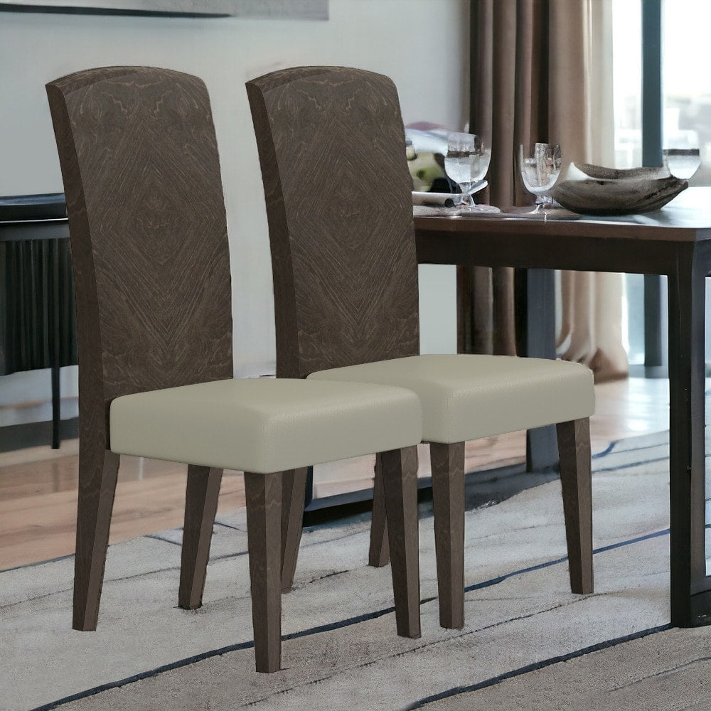 Homeroots Set Of Two Gray And Espresso Upholstered Dining Side Chairs 19.00 In. X 43.50 In. X 21.50 In.
