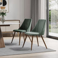 Homeroots Set Of Two Green And Brown Velvet And Steel Dining Side Chairs 18.10 In. X 32.70 In. X 16.90 In.