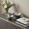 Homeroots Set Of Two Silver Aluminum Round Centerpiece Bowls 9.00 In. X 5.00 In. X 9.00 In.