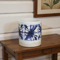 Homeroots Set Of Two White And Blue Ceramic 5 Ounce Abstract Round Pot Planters 5.50 In. X 6.00 In. X 5.50 In.