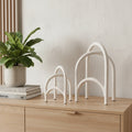 Homeroots Set Of Two White Iron Modern Abstract Tabletop Sculptures 4.53 In. X 6.50 In. X 3.35 In.