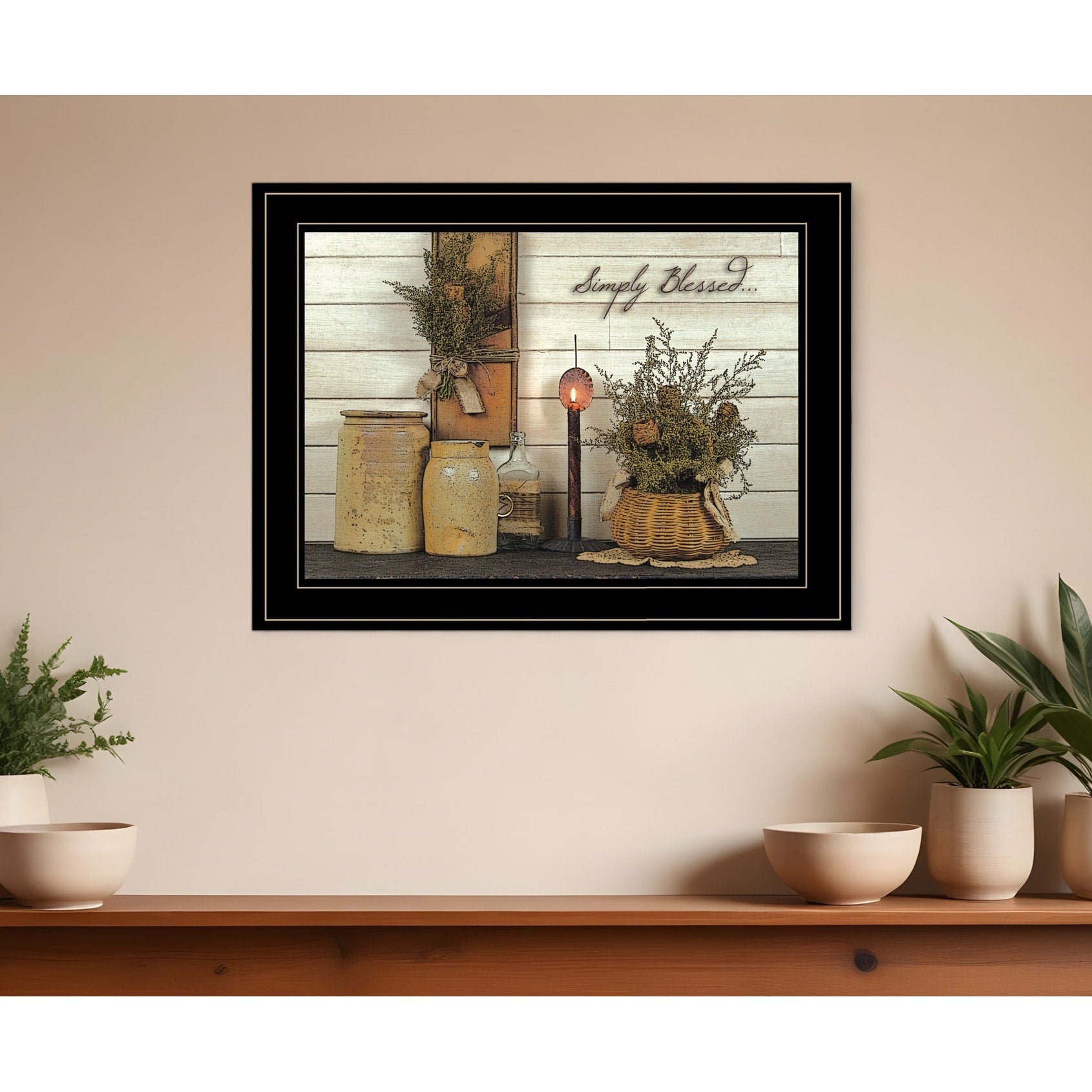 Homeroots Simply Blessed Black Framed Print Kitchen Wall Art