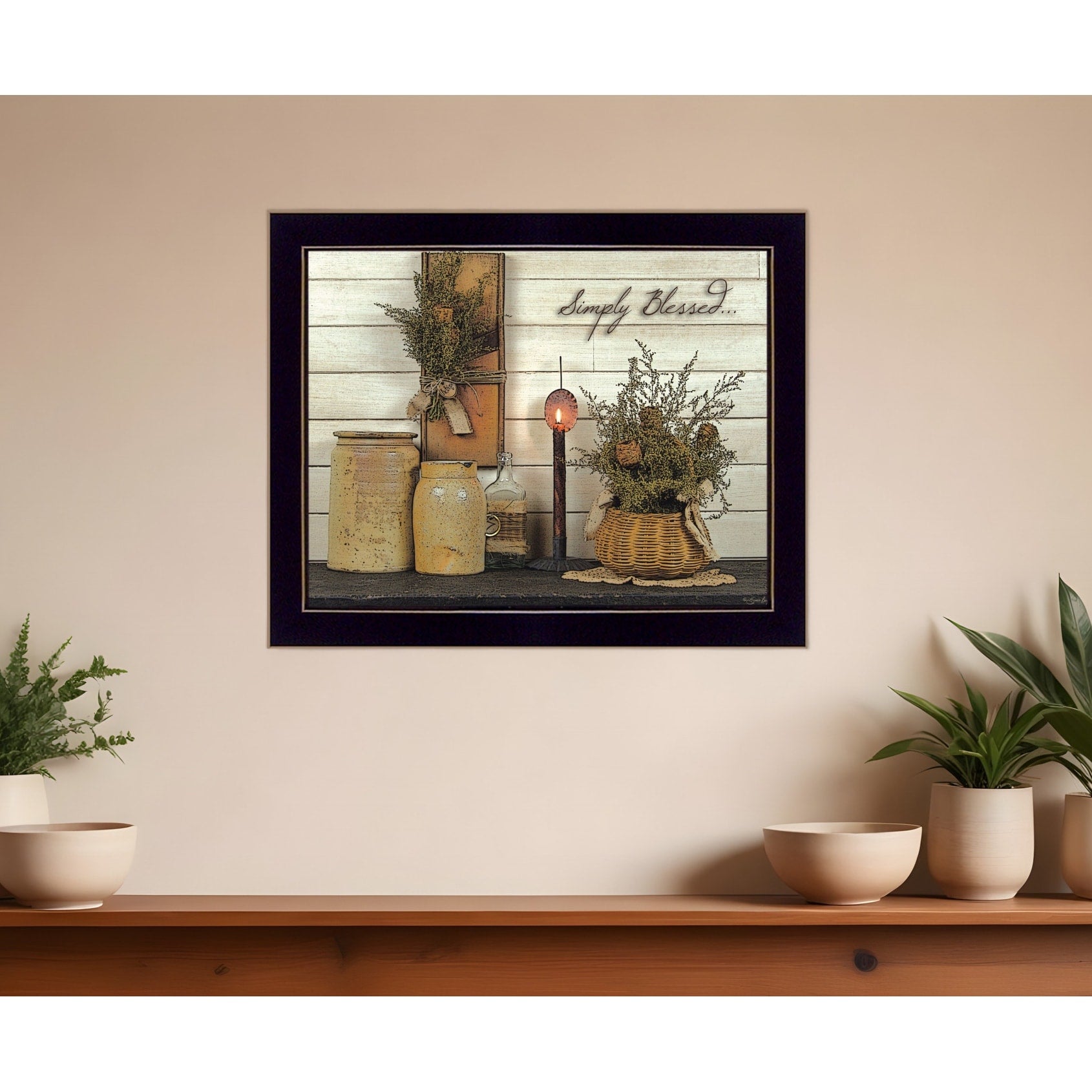 Homeroots Simply Blessed Black Framed Print Wall Art