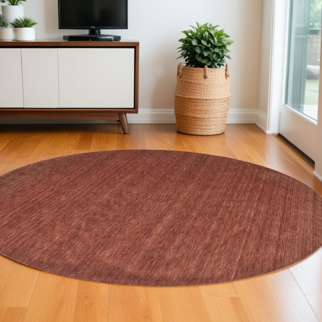 Homeroots Solid Color Transitional Round Area Rug