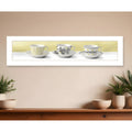 Homeroots Stack Of Tea Cupsyellow White Framed Print Kitchen Wall Art